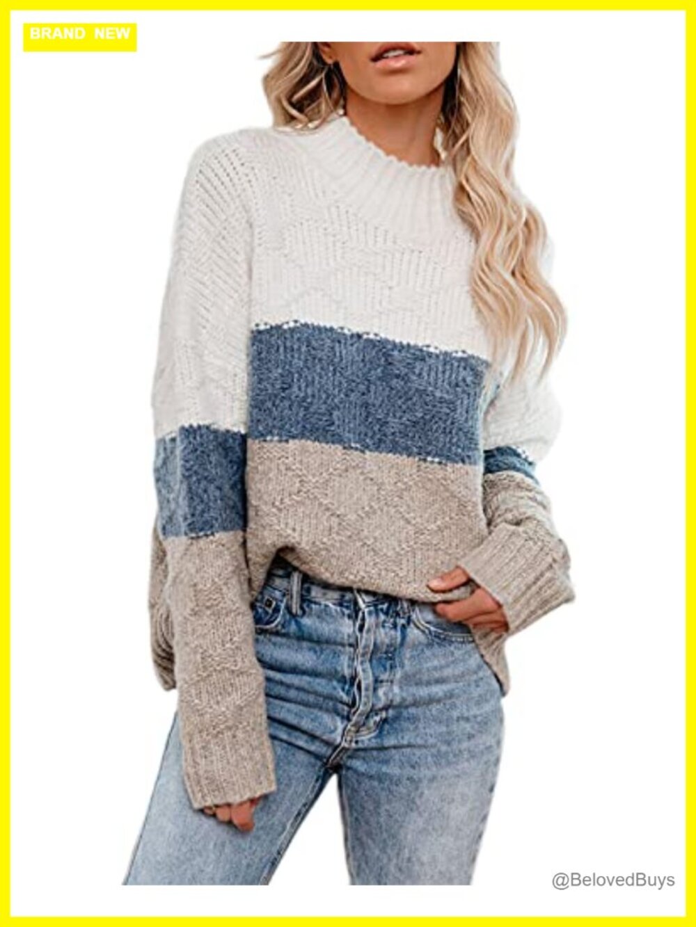 Womens Casual Sweater Pullover Turtleneck Long Sleeve Cable Knit Loose Fit